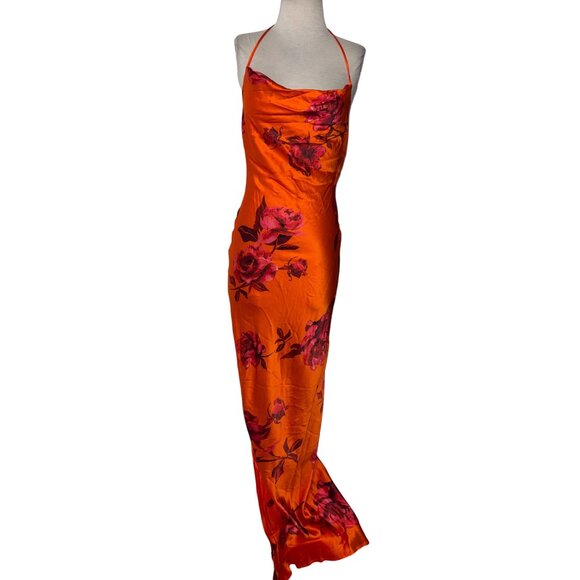 NBD Nicolette Gown in Orange Floral XSmall New Womens Maxi Long Dress - Picture 5 of 10